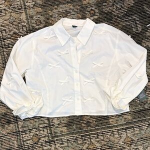 Wild Fable White Bow-Detail Button Down Shirt